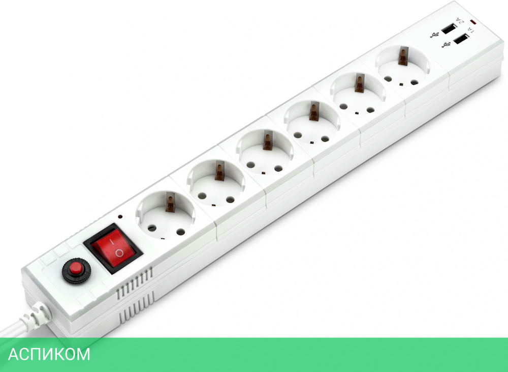 Сетевой фильтр Buro BU-SP3-USB-2A-W белый
