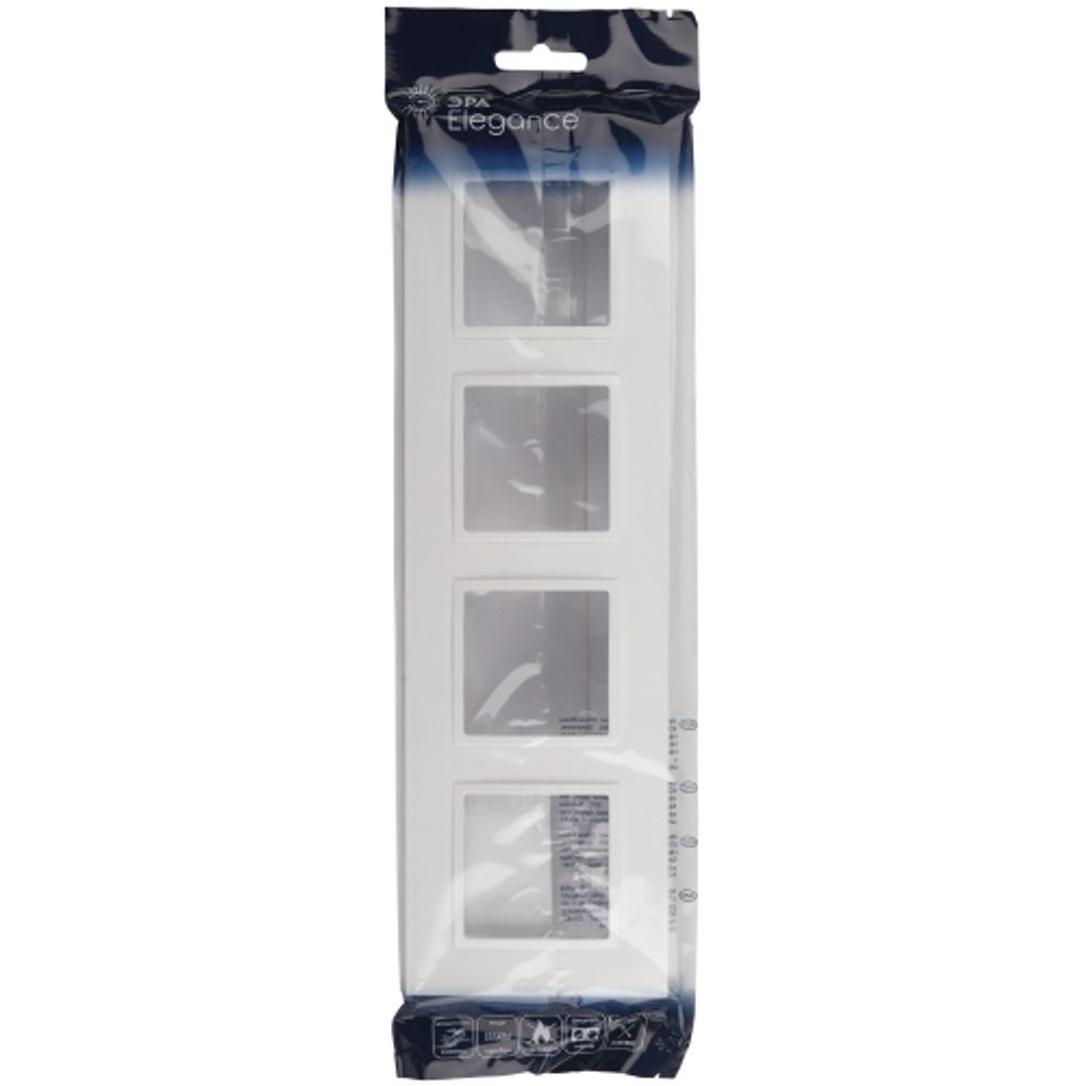 Рамка для розеток и выключателей ЭРА Elegance 14-5014-01 Classic, на 4 поста, белый