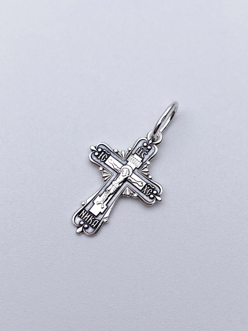 Крест из серебра/Частичное чернение/С подвижным ухом