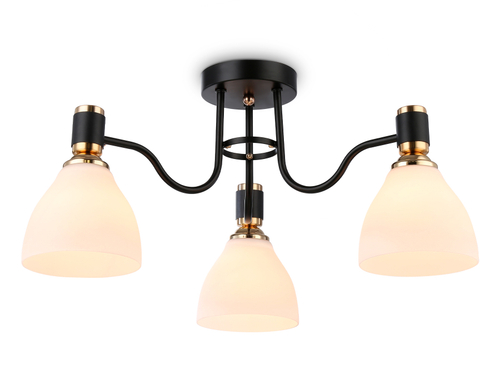 Светильник потолочный TR303303/3 BK/GD/FR черный/золото/белый матовый E27*3 max 60W D600*270