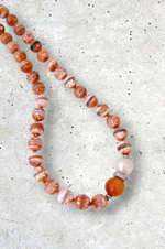 Бусы авторские - агат, сердолик, жемчуг пресноводный, стразы