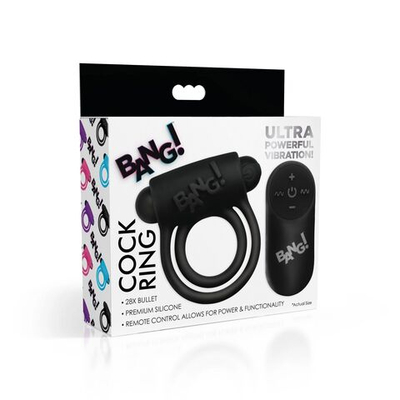 Черное эрекционное виброкольцо 28X Remote Control Vibrating Cock Ring & Bullet (Цвет: черный)