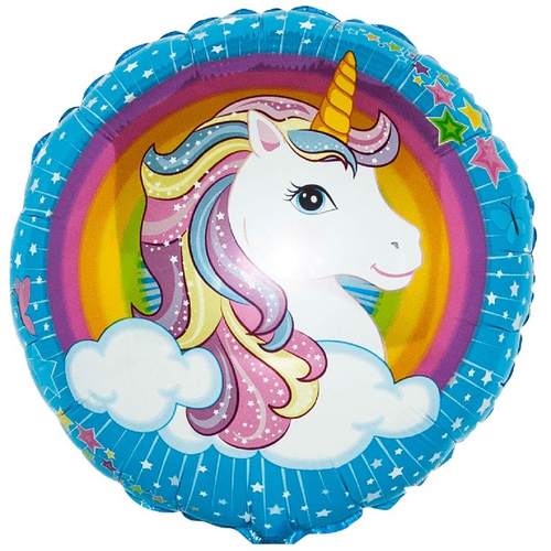 Шар фольга круг 18"46см Единорог