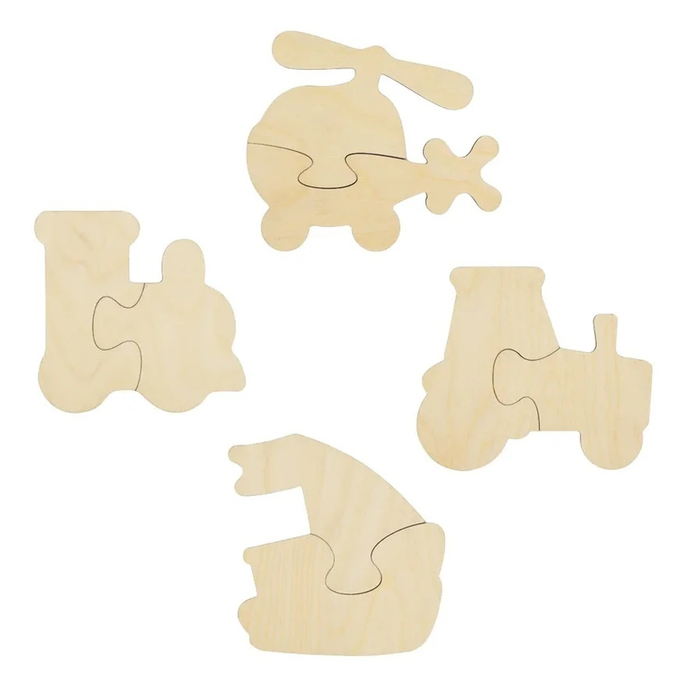 Набор пазлов 4 фигуры, 8 деталей, развивающая игрушка для детей, обучающая игра из дерева