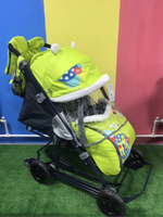 Санки-коляска Ника детям 8-2 рисунок с жирафом лимонный (арт. НД8-2/1)