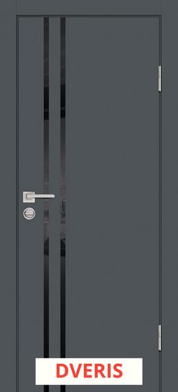 Межкомнатная дверь P-11 ПО молдинг кромка ABS с 2-х ст. (Графит/Черный лакобель)
