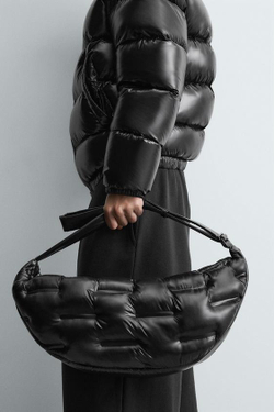 ZARA СТЕГАНАЯ СУМКА ЧЕРЕЗ ПЛЕЧО, ЧЕРНЫЙ