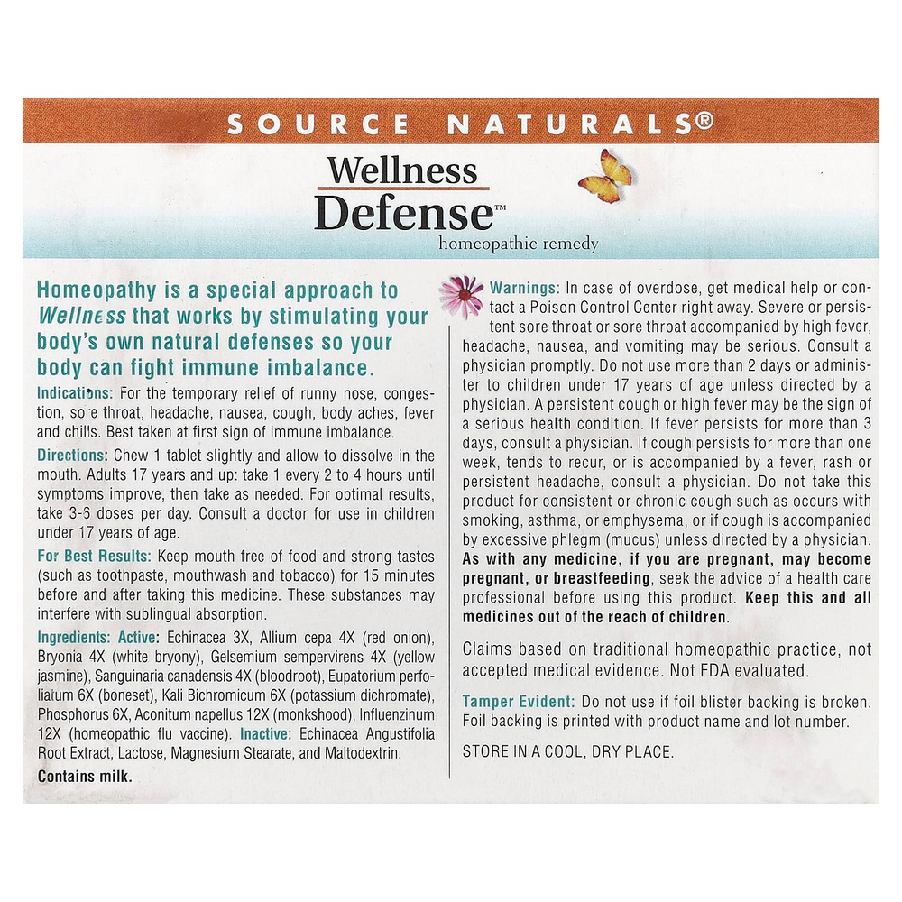 Source Naturals, Wellness Defense™, 48 гомеопатических таблеток