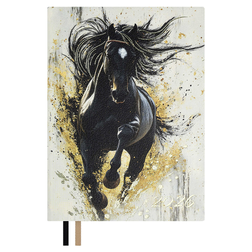 Ежедневник датированный 2026 ESCALADA, А6, 120 л., арт. 70315/ 20 БЕЙБИСКИН ЧЁРНЫЙ (кожзам: 105x150 мм, мягкий переплёт, материал обложки: искусственная кожа "Бейбискин"; декор: тиснение фольгой; способ крепления блока: ниткошвейный; вн. блок: 120 л.