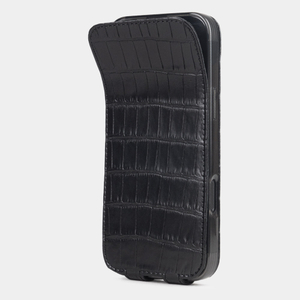 Чехол iPhone 16 Pro Max натуральная кожа аллигатора, черного цвета