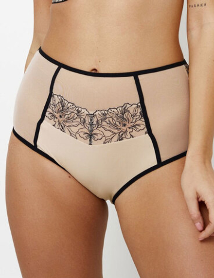 Трусы Subtille Linda слипы высокие (бежевый/черный)