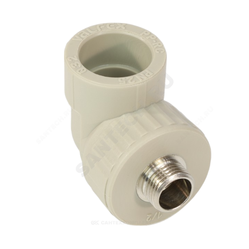 Угольник PP-R комбинированный серый Дн 20х1/2" НР VALFEX 10126020Г