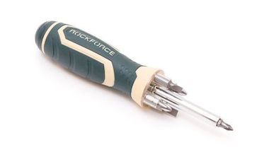 Отвертка универсальная с телескопическим магнитом, подсветкой и комплектом бит, L-210мм (PH1, PH2, PZ2, SL5, SL6), в блистере RockForce##Rock FORCE RF-303855