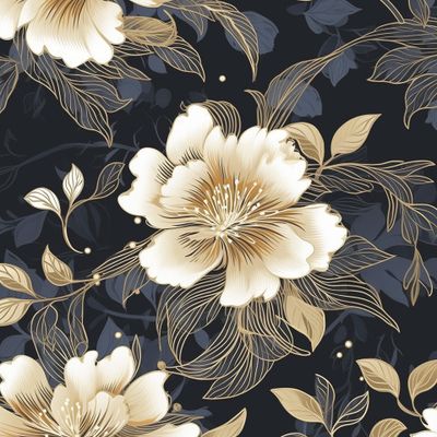 Роскошные золотые цветы на темном фоне