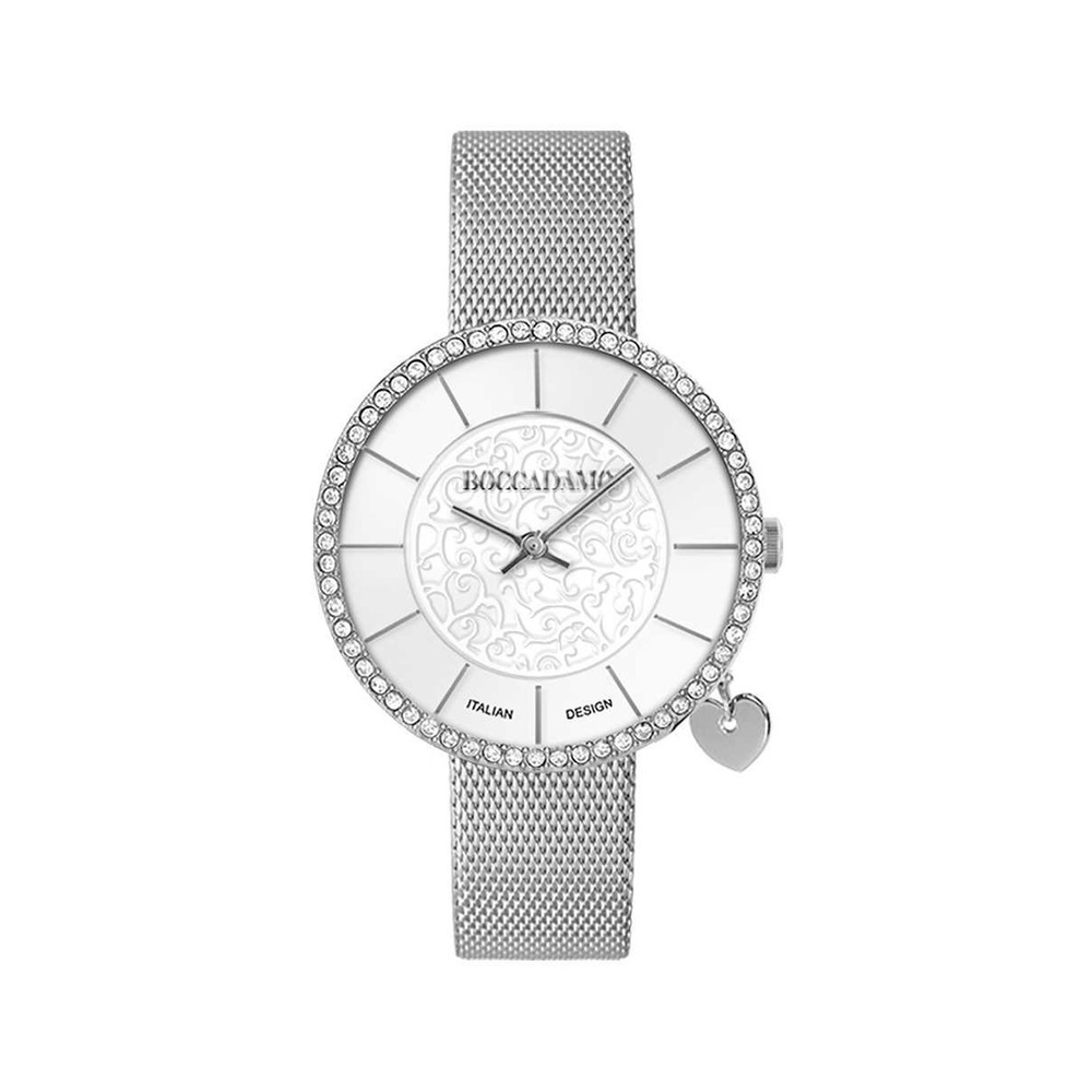 Часы Boccadamo Mya33 Silver White MX009 BW/S с минеральным стеклом, кристаллами Swarovski