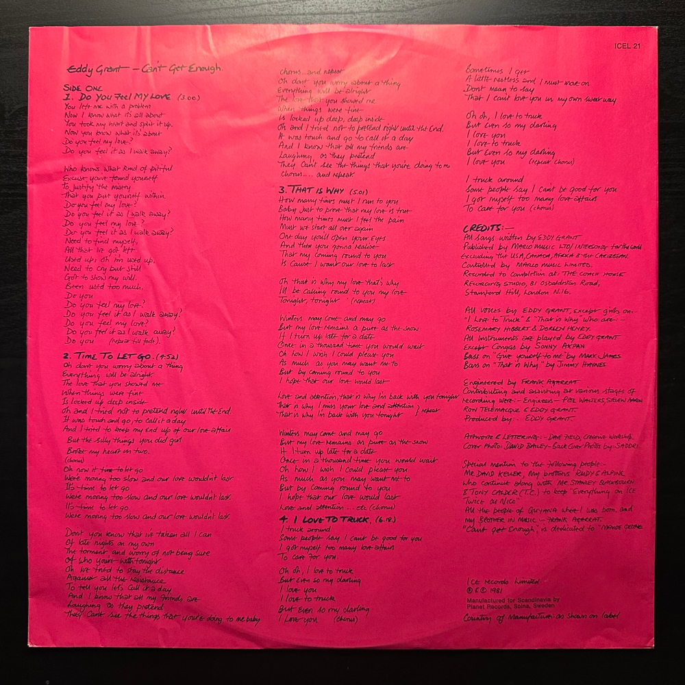 Eddy Grant - Can't Get Enough (Скандинавия 1981г.)