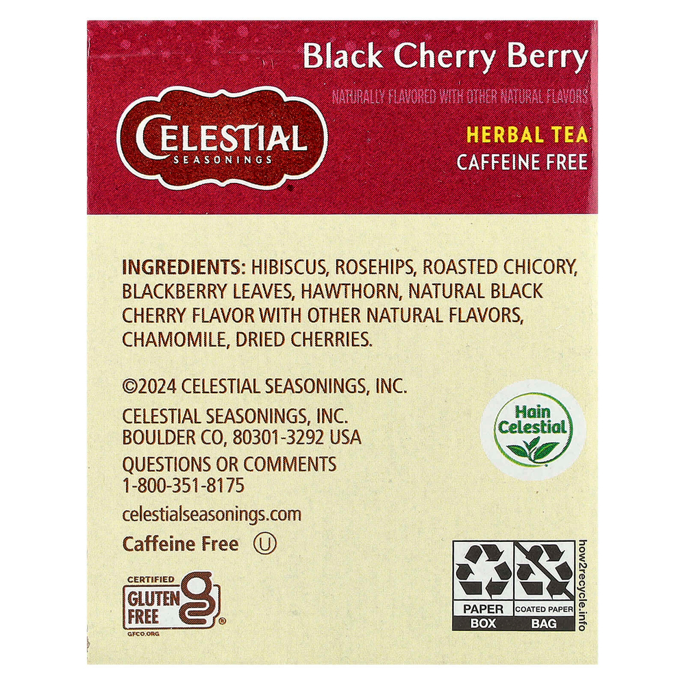 Celestial Seasonings, травяной чай, с ягодами черемухи, без кофеина, 20 чайных пакетиков, 45 г (1,6 унции)