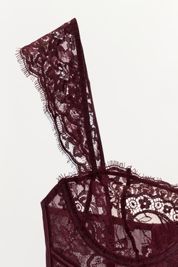 ZARA КРУЖЕВНОЙ БЮСТГАЛЬТЕР НА КОСТОЧКАХ, КОРИЧНЕВЫЙ