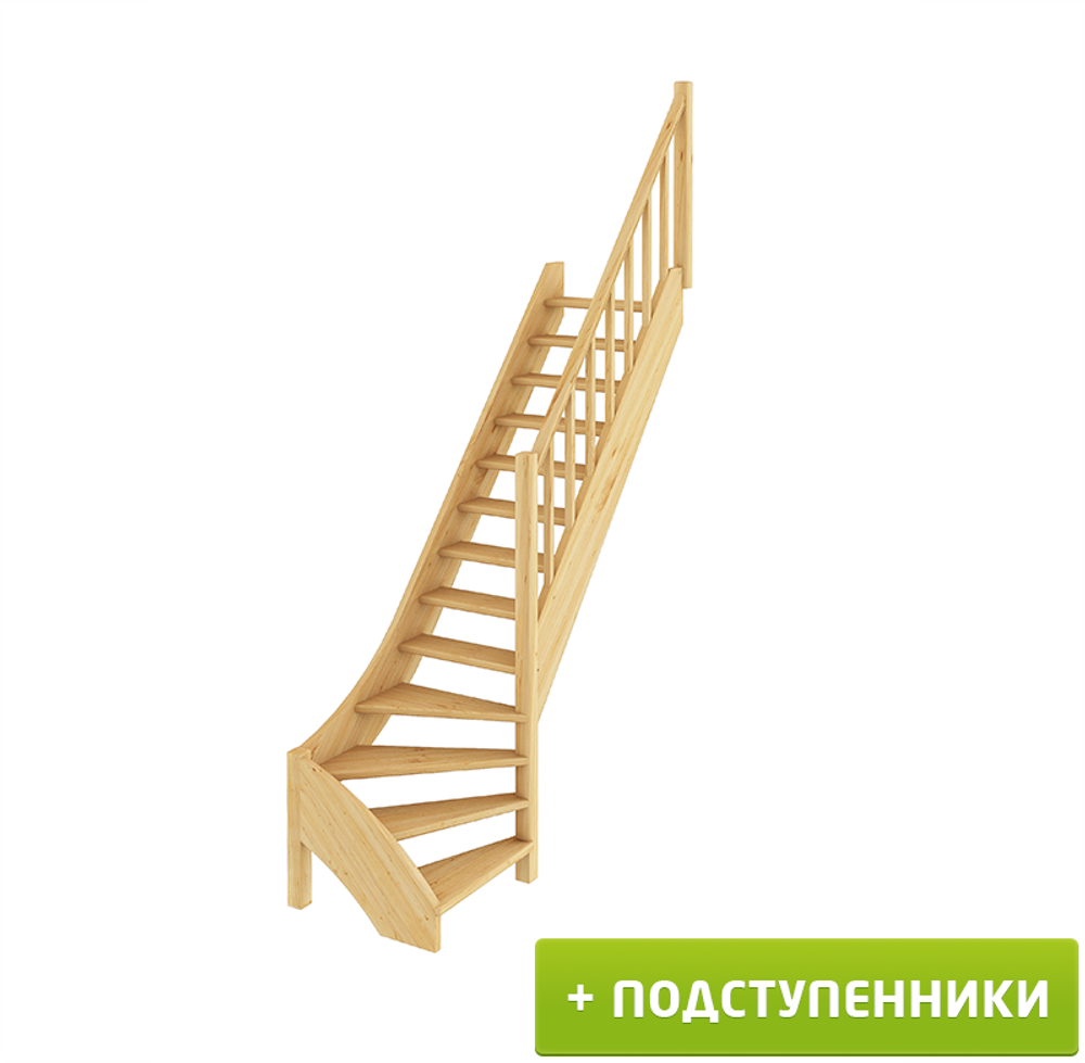 Лестница на второй этаж ЛС-07м/1 Правая с подступенками под покраску