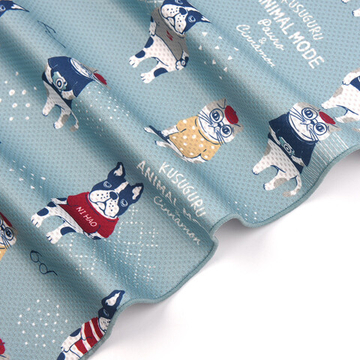 Легкий летний шарф-полотенце, повязка с персонажами "ANIMAL MODE", сине-зеленый, 24-8003-2, KUSUGURU