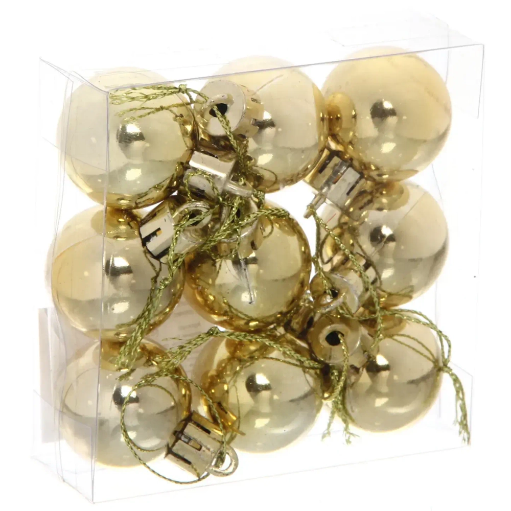 Новогодние шары 3 см (набор 9 шт) «Глянец», золотой