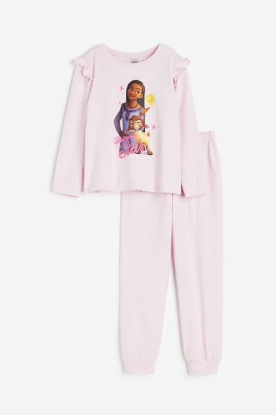 H&M Трикотажная пижама с принтом, светло-розовый