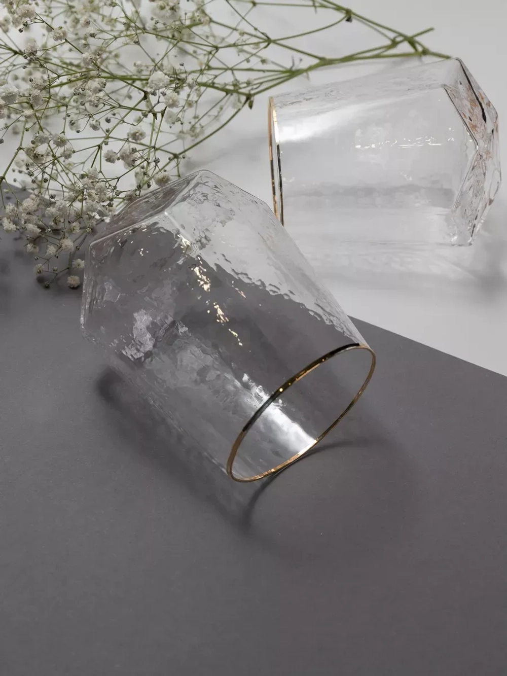 Набор шестигранных бокалов, 550мл, золотая кайма, 2 шт.