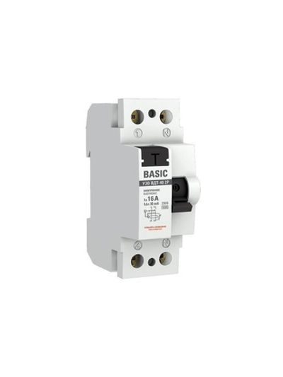 Выключатель дифференциального тока (УЗО) 2п 16А 30мА тип AC Basic электрон.EKF elcb-2-16-30e-sim