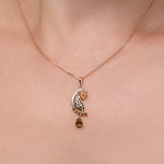 Подвеска «Леопард» из комбинированного золота с кварцем дымчатым и эмалью