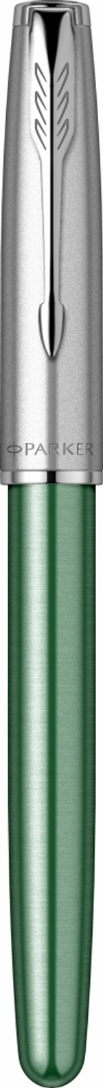 Ручка-роллер Parker Sonnet Essentials Green SB Steel CT 2169364, цвет чернил black, перо: F, в подарочной упаковке.