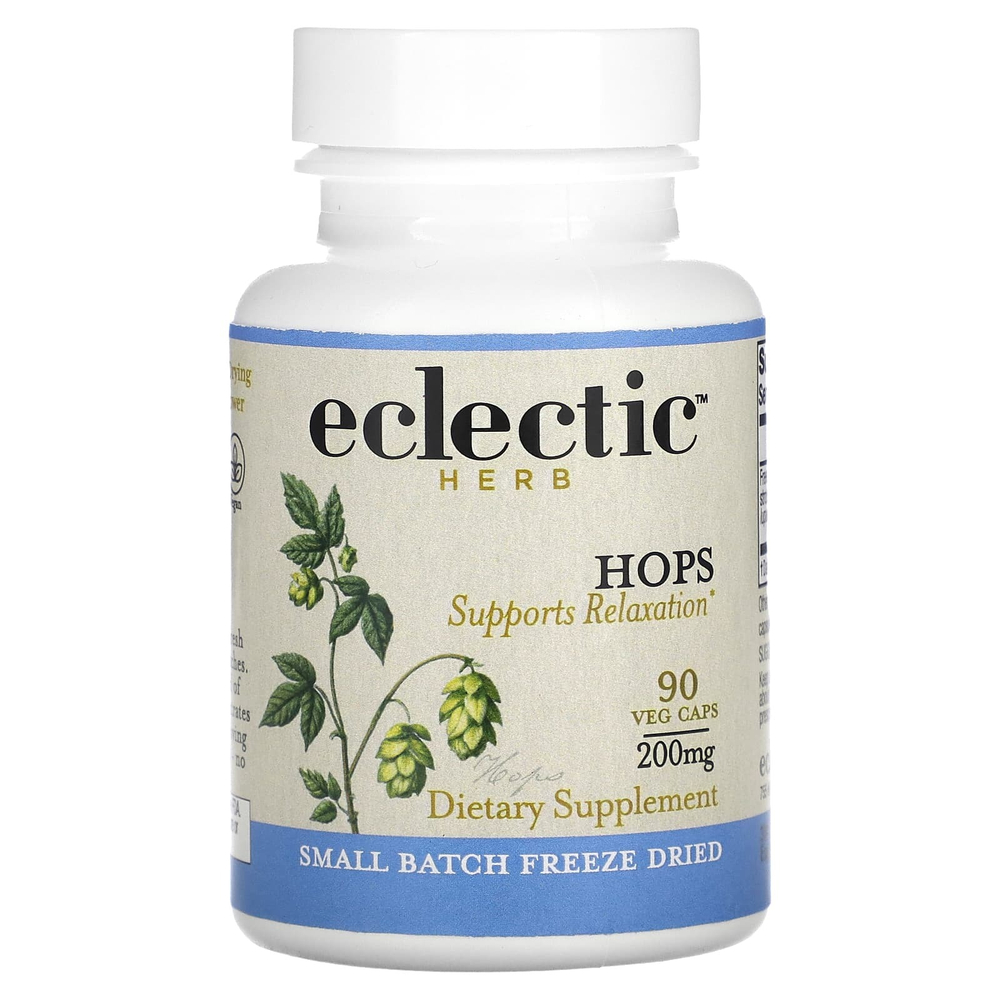 Eclectic Herb, сублимированный хмель, 200 мг, 90 веганских капсул