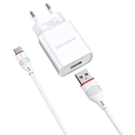 Зарядное устройство Borofone BA20A 2.1A USB + кабель Type-C Black