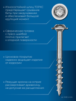 ЗУБР 64 х 4.2 мм, редкая резьба, ТХ20, цинк, 125 шт, саморез для глухих отверстий, Профессионал (30081-42-064)