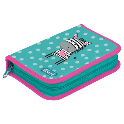 Пенал 1 отделение, 200*140*40 Först "Funny zebra", дополнительная откидная секция