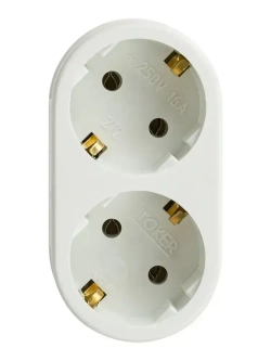 Двойник, разветвитель сетевой с заземлением TOKER 2T2, белый