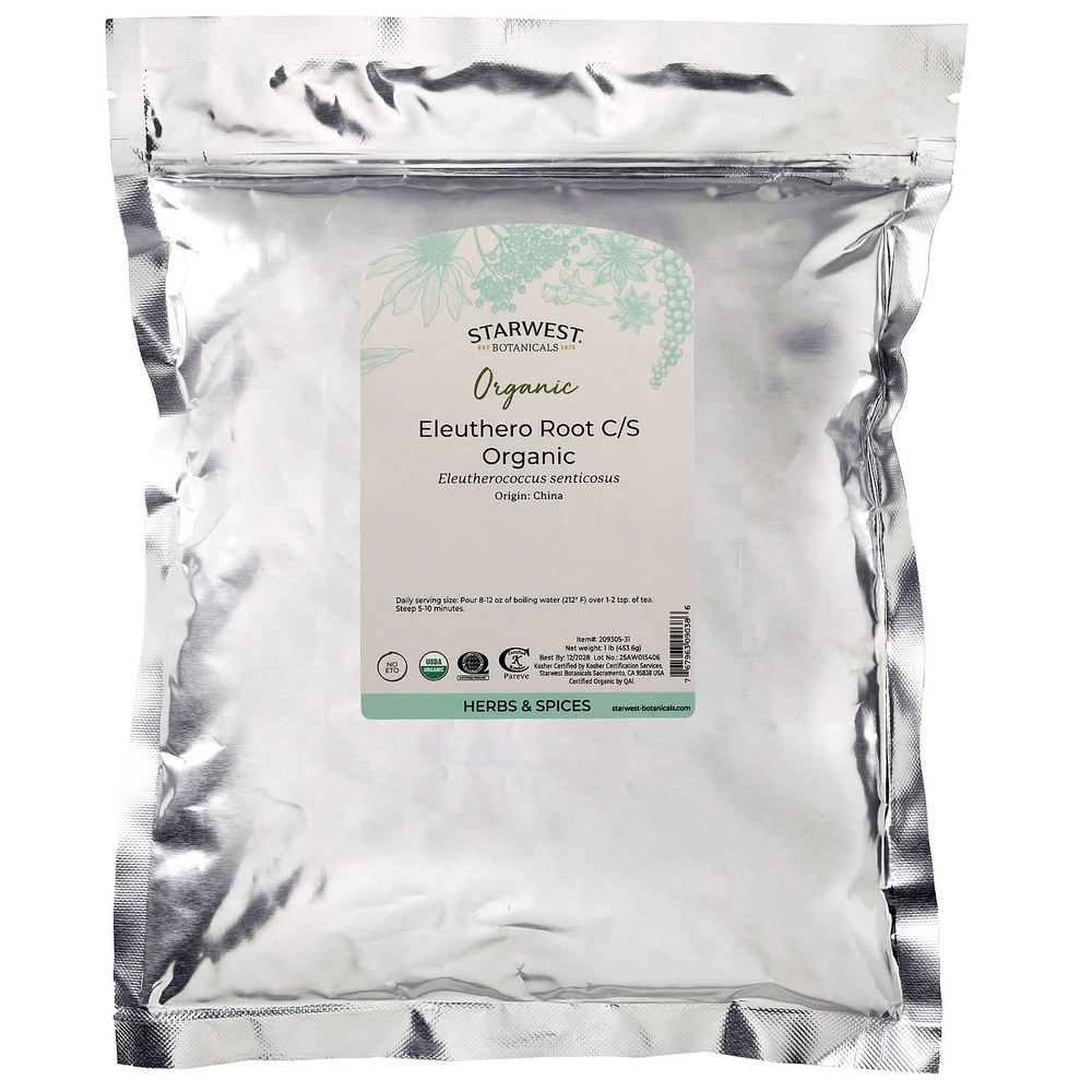 Starwest Botanicals, органический корень элеутерококка, нарезанный и просеянный, 453,6 г (1 фунт)