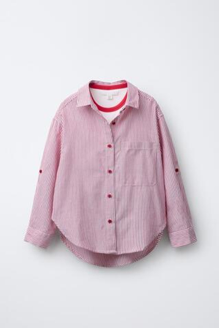 ZARA РУБАШКА В ПОЛОСКУ, КРАСНЫЙ