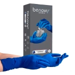 Перчатки латексные повышенной прочности смотровые неопудренные текстурированные Benovy Latex High Risk размер XL синие 25 пар