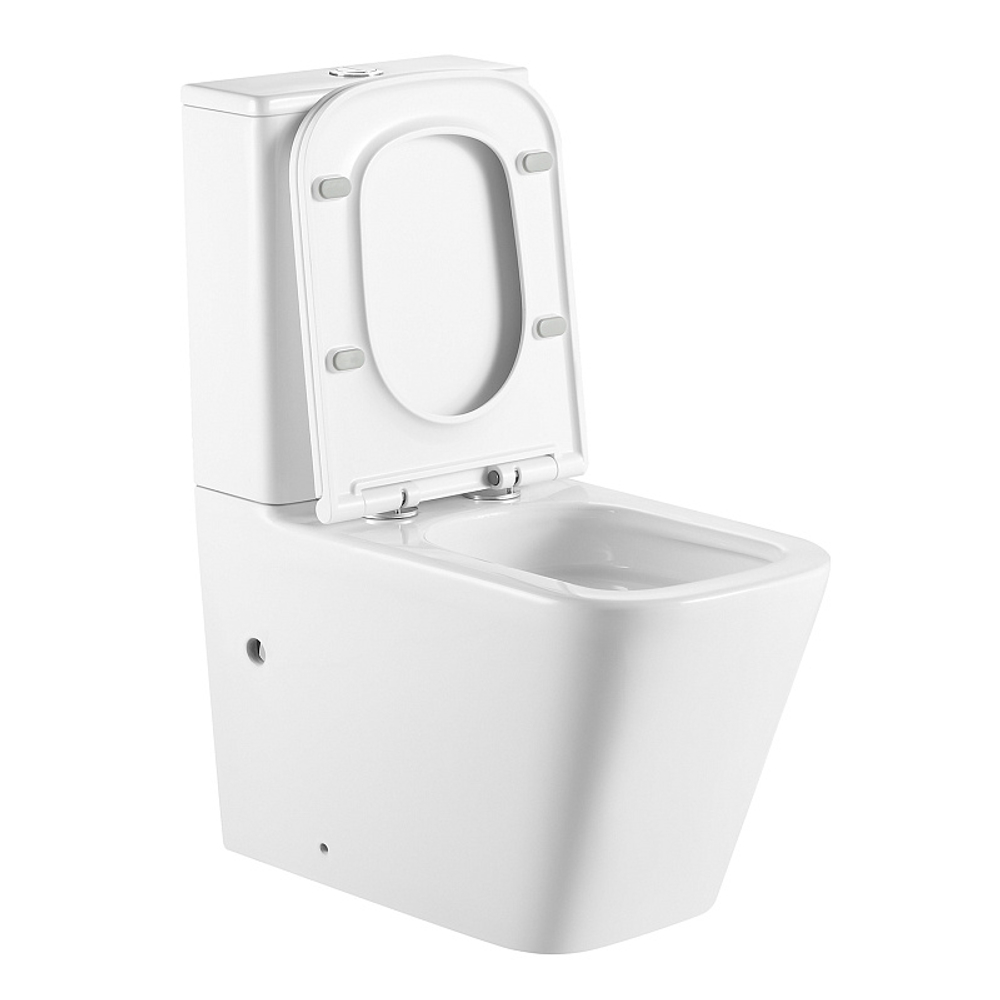 Унитаз-компакт Azario Terra 610х365х835 напольный, безободковый, система смыва "Скрытое торнадо", в комплекте с быстросъемным сиденьем микролифт (AZ-6003-A)