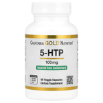 California Gold Nutrition, 5-гидрокситриптофан, поддержка хорошего настроения, экстракт семян гриффонии простолистной из Швейцарии, 100 мг, 90 вегетарианских капсул