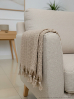 Плед-покрывало из хлопка Stephane, цвет Бежевый