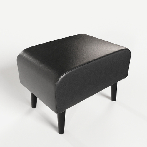 Пуф на высоких ножках Фантазёр из чёрной эко-кожи в офис, дом, салон красоты, прихожая, гостиная, на кухню, в кафе, в зону ожидания, в коридор, к туалетному столику. Банкетка, подставка.