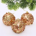 Новогодние шары «GLAME - Волшебный блеск» 8 см (набор 3 шт), Розовое золото