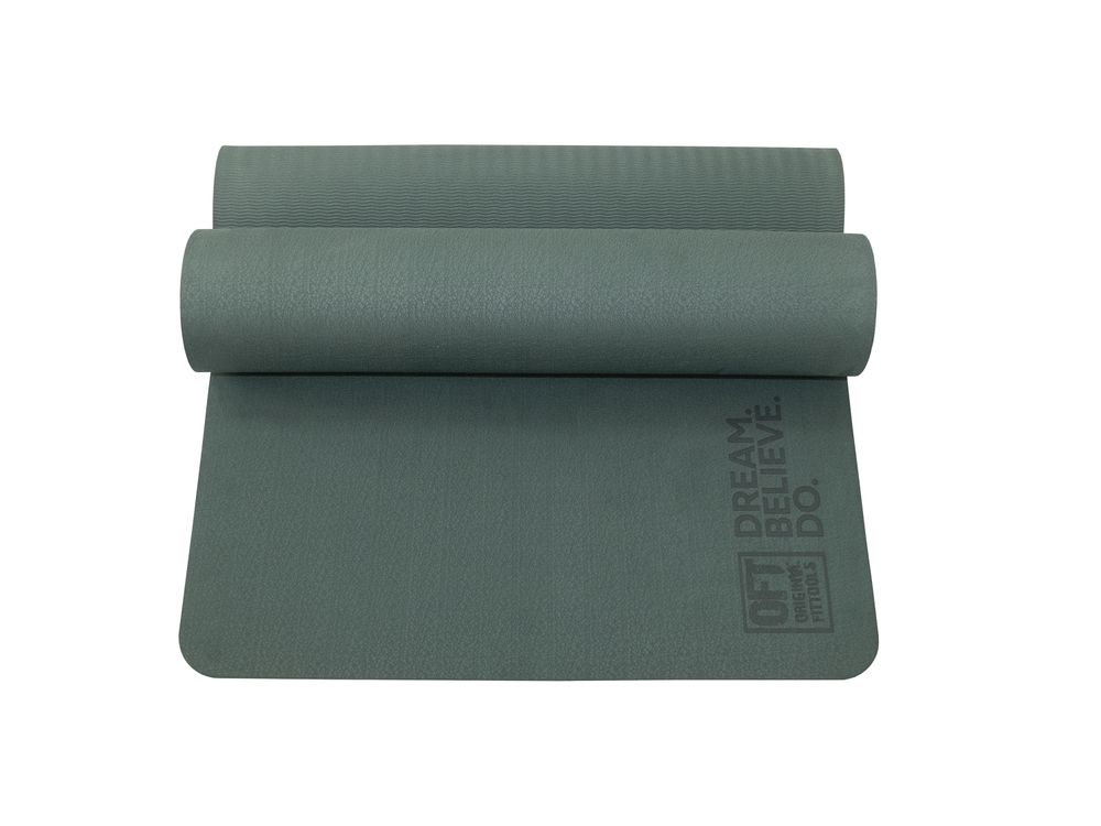 Коврик для йоги и фитнеса 185 х 80 см толщина 8 мм TPE темно-зеленый