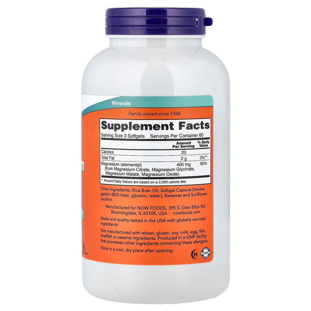 NOW Foods, цитрат магния, 180 капсул (133 мг в 1 капсуле)