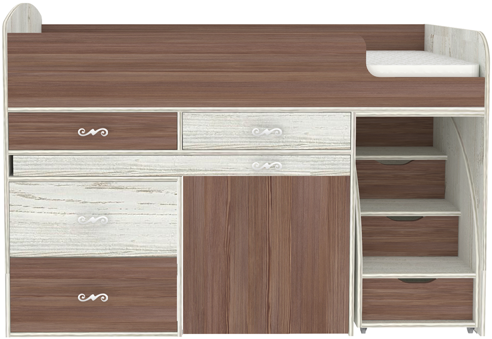 Кровать-чердак КарИВи Малыш 6 Винтерберг Бодего Темный