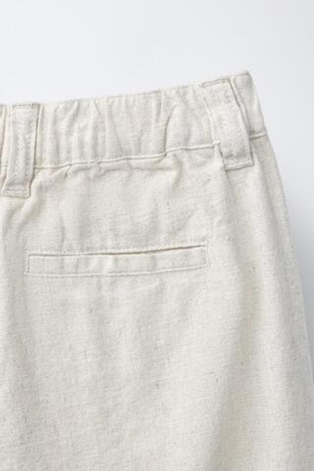 ZARA ПРЯМЫЕ БРЮКИ ИЗ ХЛОПКА И ЛЬНА, СВЕТЛО-БЕЖЕВЫЙ
