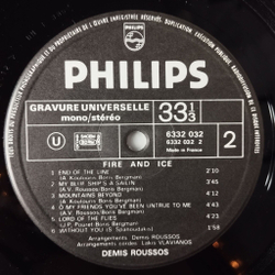 Винтажная виниловая пластинка LP Demis Roussos Fire And Ice (France 1971) End Of The Line