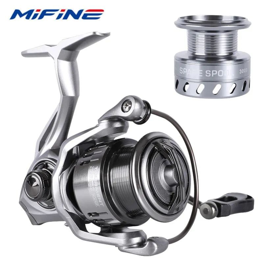 Катушка рыболовная MIFINE TOURMENT 1000F 6+1подшипник (запас.металл.шпуля) (5:1.1), для спиннинга, для карповой ловли, для фидерной ловли