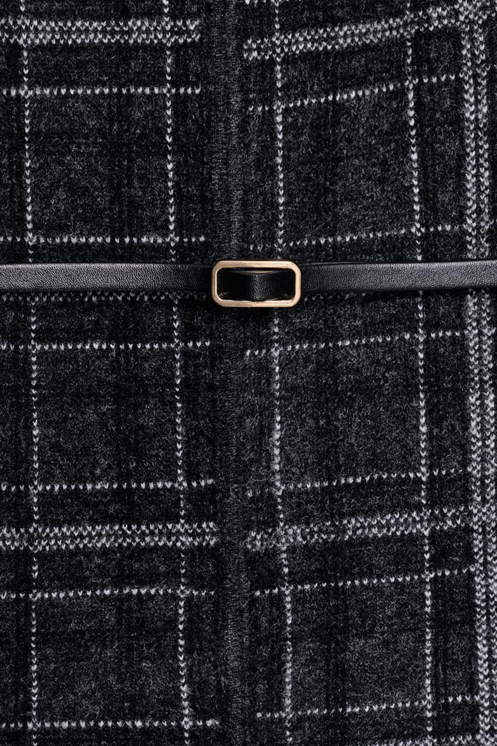 ZARA ТРИКОТАЖНЫЙ КАРДИГАН В КЛЕТКУ С ПОЯСОМ, СЕРЫЙ